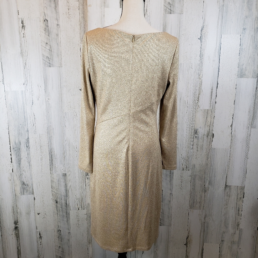 Ralph Lauren Gold Shimmer Holiday Dress Sz 10 - Picture 5 of 10